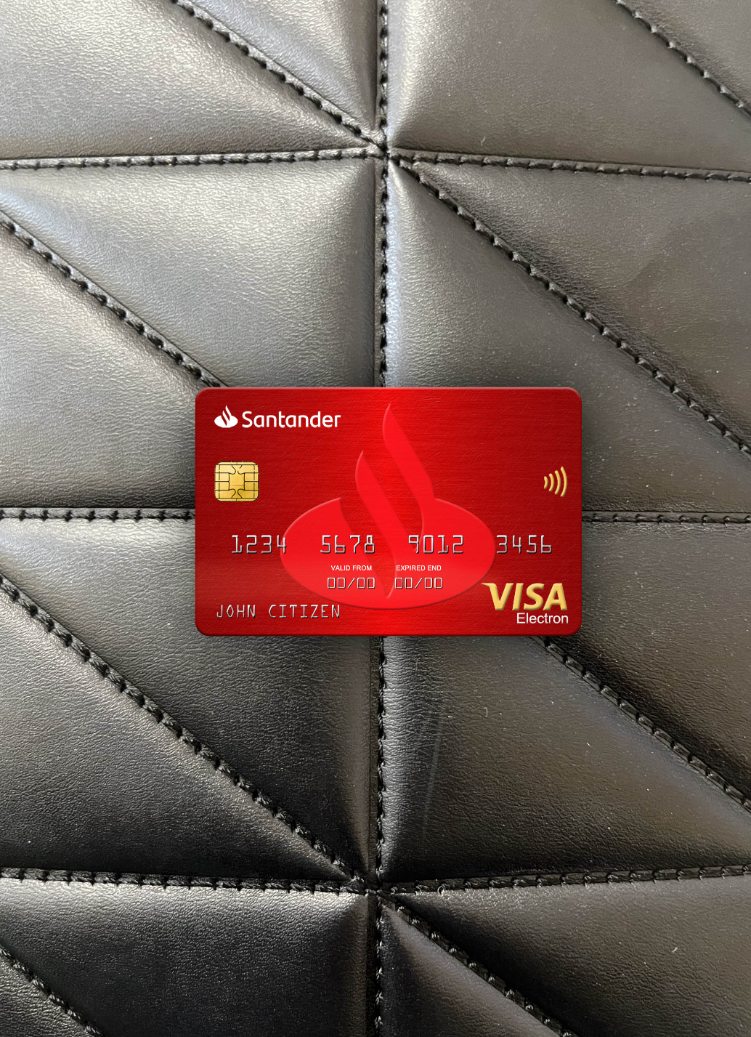 Download Spain Santander Bank visa electron card photolook front Photoshop template